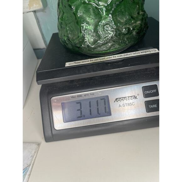 Oversized Green Crinkle Glass Vase vtg Large 11 inches Wavy Texture EO Brody HTF - Picture 5 of 16